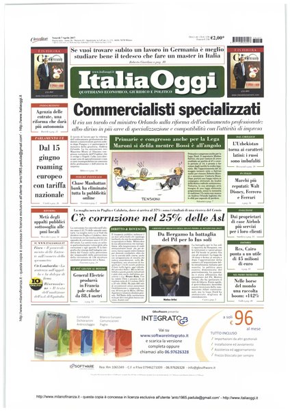 Italia oggi : quotidiano di economia finanza e politica